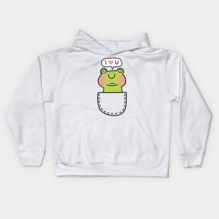 Cute frog says I love you Kids Hoodie